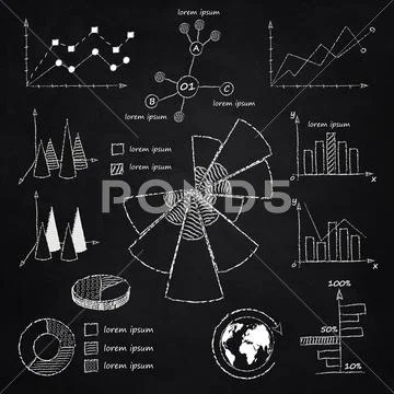 Chalk infographic diagrams Stock Illustration