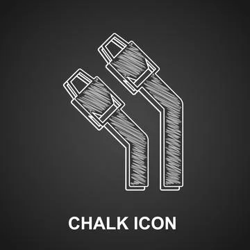 Chalk LAN cable network internet icon isolated on black background. Vector イラスト素材
