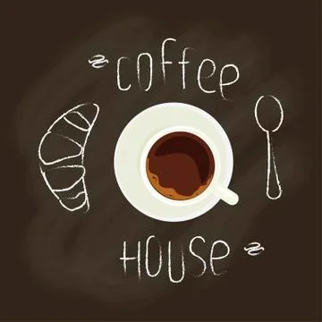 Chalk lettering and Coffee Stock Illustration