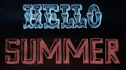 Chalk lettering, Hello summer Illustrazione stock