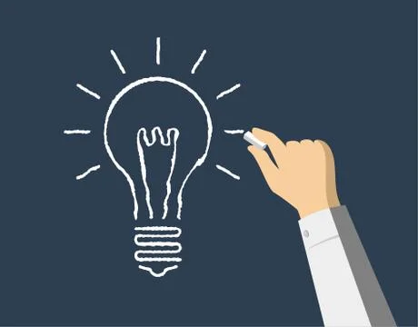 Chalk lightbulb on the board Stock Illustration