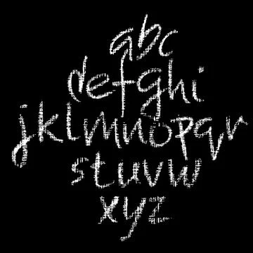 Chalk lower case font. Grunge script on chalkboard. Vector calligraphy Illustrazione stock