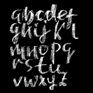 Chalk lower case font. Grunge script on chalkboard. Vector calligraphy Illustrazione stock