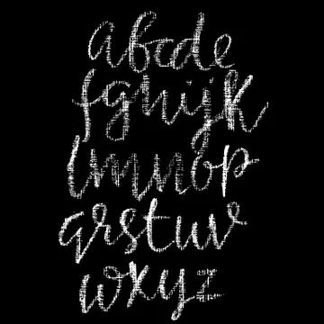 Chalk lower case font. Grunge script on chalkboard. Vector calligraphy Illustrazione stock