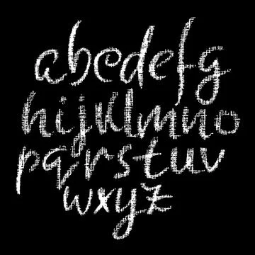 Chalk lower case font. Grunge script on chalkboard. Vector calligraphy Illustrazione stock