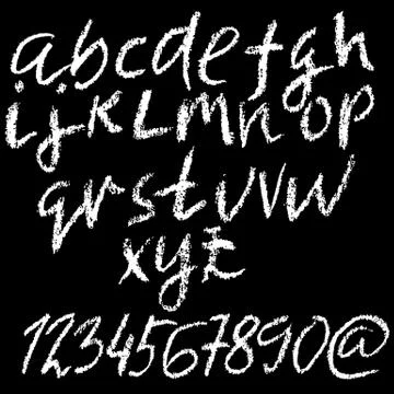 Chalk lower case font. Grunge script on chalkboard. Vector calligraphy Stock Illustration