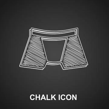 Chalk Men underpants icon isolated on black background. Man underwear. Vector Stock Illustration