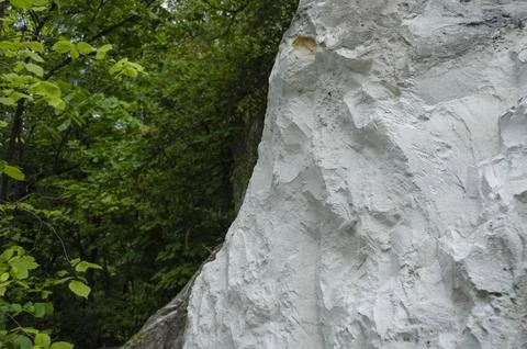 Chalk mining. Limestone quarry. Opencast mining. Chalk hills. Chalk surface.  Stock Photos