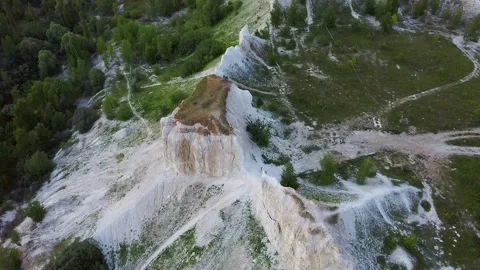 Chalk mountains and lake. E Video stock 156336090