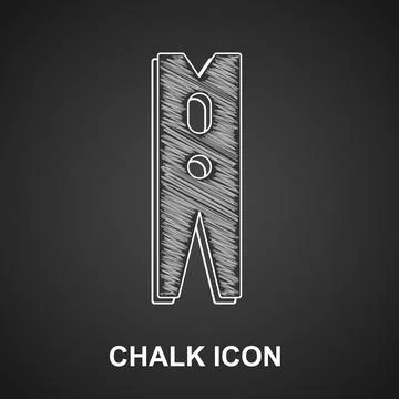 Chalk Old wood clothes pin icon isolated on black background. Clothes peg ~  Clip Art #156646927