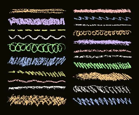 Chalk or crayon hand drawing strokes on chalkboard Stock Illustration