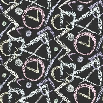 Chalk pattern with grunge geometric shapes Stock Illustration