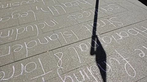 CHALK ON PAVEMENT WITH HEART SAYING UNITY 2023 REFERENDUM AUSTRALIA THE VOICE Stock Footage 252951695
