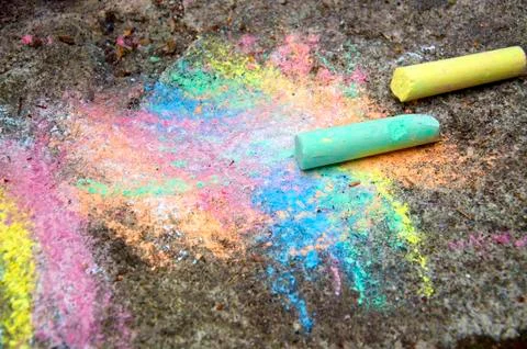 Chalk on the pavement Stock Photos