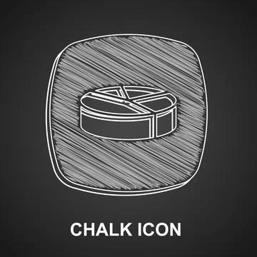 Chalk Pie chart infographic icon isolated on black background. Diagram char.. Stock Illustration