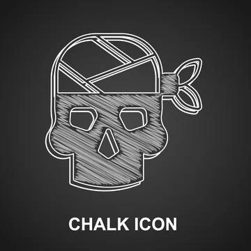 Chalk Pirate captain icon isolated on black background.  Vector Stock Illustration