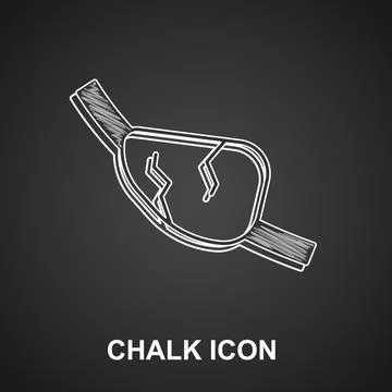 Chalk Pirate eye patch icon isolated on black background. Pirate accessory Ilustración de archivo
