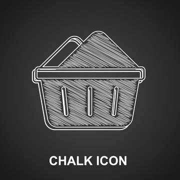Chalk Plastic basin with soap suds icon isolated on black background. Bowl with Illustrazione stock