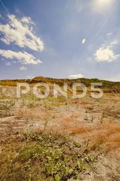 Chalk quarry and blue sky Stock Photos