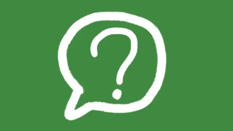 Chalk question mark in speech bubble with hand-drawn textured help and FAQ icon Stock Footage 335634272