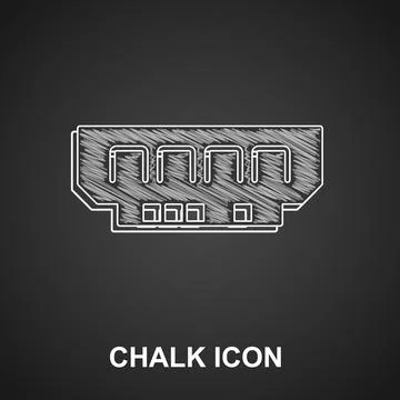 Chalk RAM, random access memory icon isolated on black background.  Vector イラスト素材