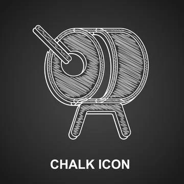 Chalk Ramadan drum icon isolated on black background.  Vector Stock Illustration
