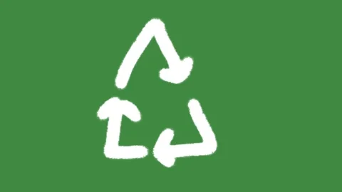 Chalk recycle symbol on green screen background animation Stock Footage 335400152