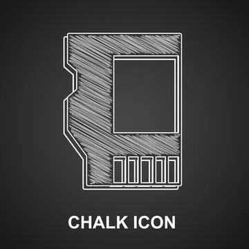 Chalk SD card icon isolated on black background. Memory card. Adapter icon Stockillustratie