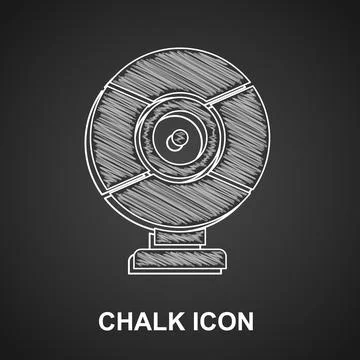 Chalk Security camera icon isolated on black background. Vector Illustrazione stock