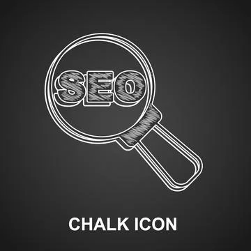 Chalk SEO optimization icon isolated on black background. Vector イラスト素材