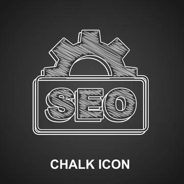 Chalk SEO optimization icon isolated on black background. Vector 스톡 일러스트