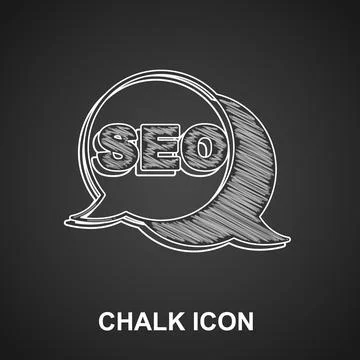 Chalk SEO optimization icon isolated on black background.  Vector Illustrazione stock