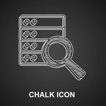 Chalk Server, Data, Web Hosting icon isolated on black background. Vector Illustrazione stock