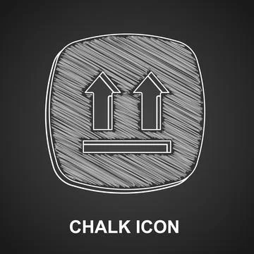 Chalk This side up icon isolated on black background. Two arrows indicating t Stock Illustration