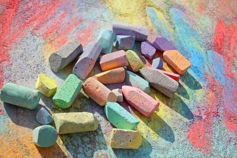 Chalk on sidewalk drawing Stock Photos