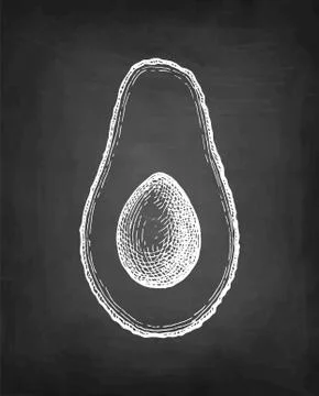 Chalk sketch of avocado. Stock Illustration