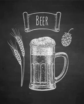 Chalk sketch of beer Stock Illustration