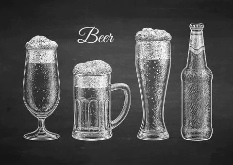 Chalk sketch of beer Stock Illustration