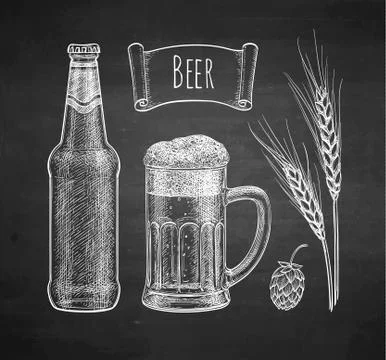 Chalk sketch of beer Illustrazione stock