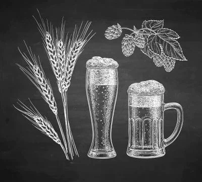 Chalk sketch of beer Stock Illustration