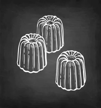 Chalk sketch of canele. Stock Illustration