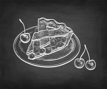 Chalk sketch of cherry pie. Illustrazione stock