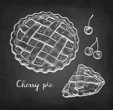 Chalk sketch of cherry pie. Stock Illustration