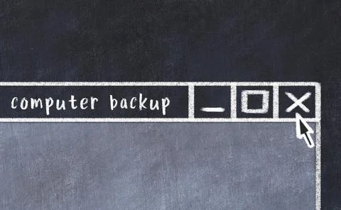 Chalk sketch of closing browser window with page header inscription computer  스톡 일러스트