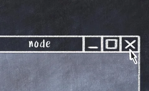 Chalk sketch of closing browser window with page header inscription node Stock Illustration