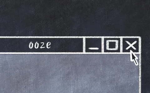 Chalk sketch of closing browser window with page header inscription ooze Stock Illustration