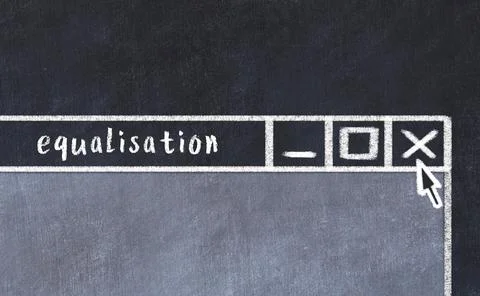 Chalk sketch of closing browser window with page header inscription equalisat Stock Photos