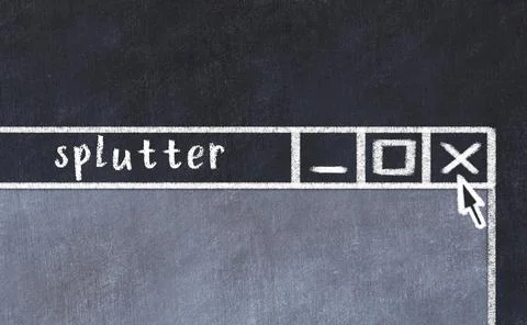 Chalk sketch of closing browser window with page header inscription splutter Stock Photos