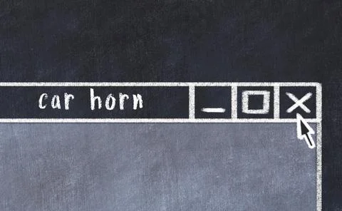 Chalk sketch of closing browser window with page header inscription car horn Фото