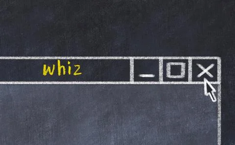 Chalk sketch of closing browser window with page header inscription whiz Stock Photos